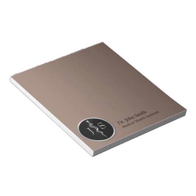 Bloc-note Bâton de l'Asclepius Noble de Classe Argent Médica (Incliné)