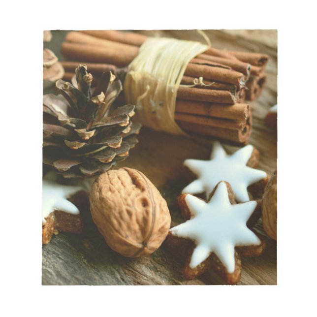 Bloc-note Bâtons et étoiles de cannelle de Noël (Devant)
