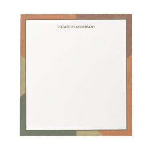 Bloc-note Bauhaus Terracotta Vert Abstrait Personnalisé