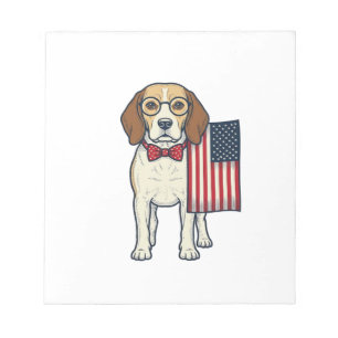Bloc-note Beagle patriotique avec drapeau vintage vector art