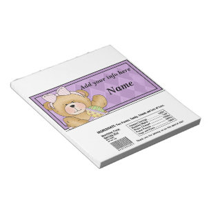 Bloc-note Bear Baby shower Candy Bar Wrapper Party Faveurs