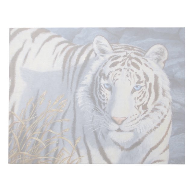 Bloc-note Beau tigre blanc aux yeux bleu cristal (Devant)