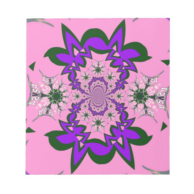 Bloc-note Beautiful baby pink floral purple shade motif mono (Devant)
