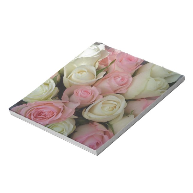Bloc-note Beautiful Pink White Roses Flower Bouquet (Tourné)