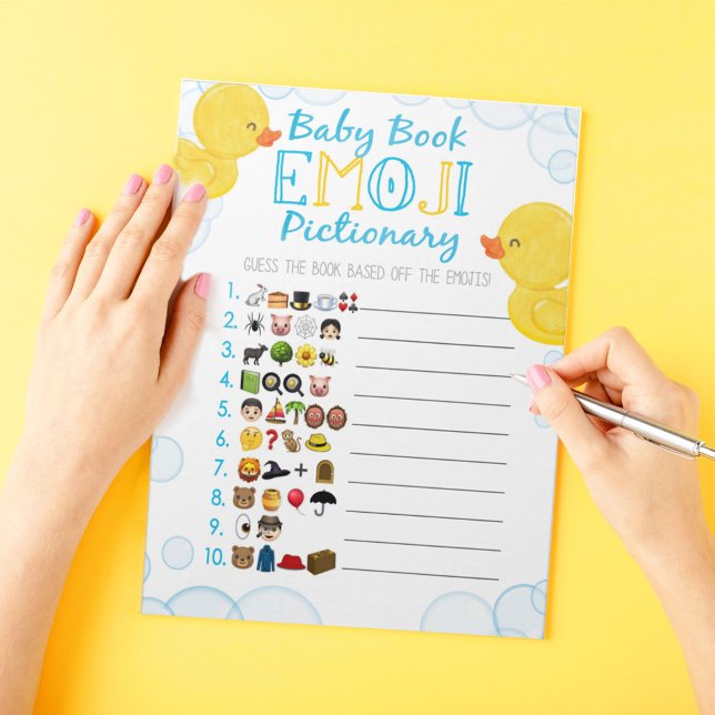 Bloc-note Bébé Canard en caoutchouc Emoji Baby Book Baby sho (Baby Book Emoji Pictionary Watercolor Rubber Duck Baby Shower Game Pack of 40 Answer Sheets)