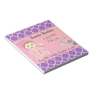 Bloc-note Bébé fille en rose avec des fleurs
