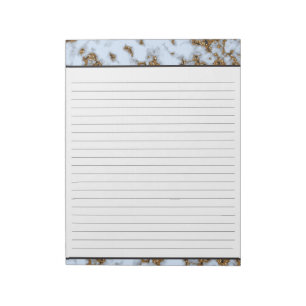 Bloc-note Bébé marbre bleu avec incrustation or Lined 8,5x11