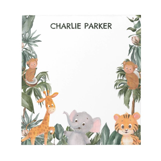 Bloc-note Bébé mignon animaux de la jungle (Devant)