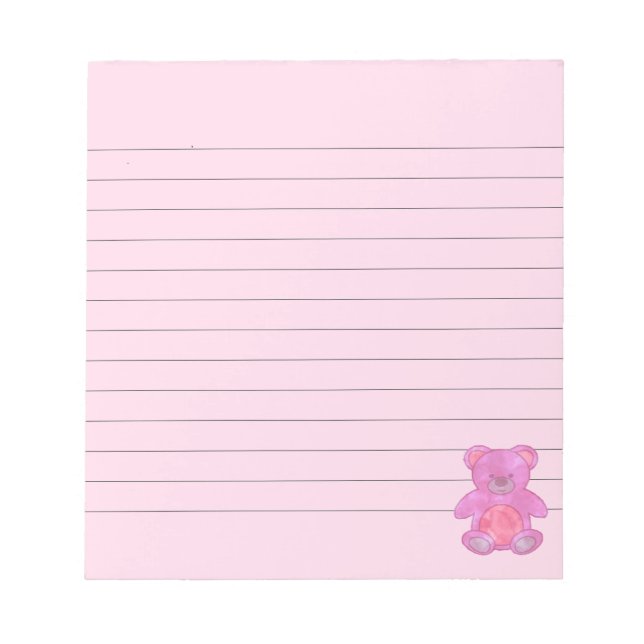 Bloc-note Bébé mignon Ours En Rose Personnalisé (Devant)