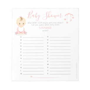 Bloc-note Bébé mignonne fille et son Baby shower mobile jeu
