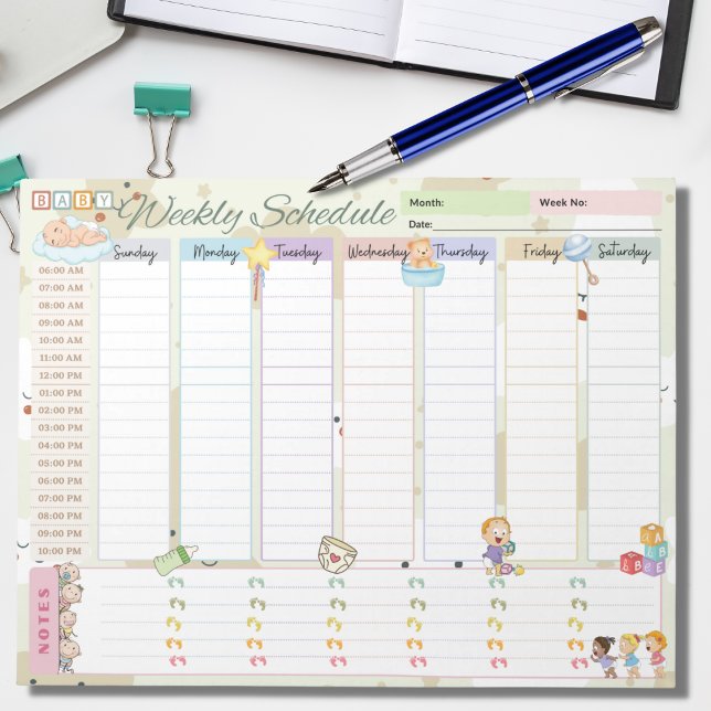 Bloc-note Bébé Planificateur hebdomadaire Calendrier Pastel  (Créateur téléchargé)