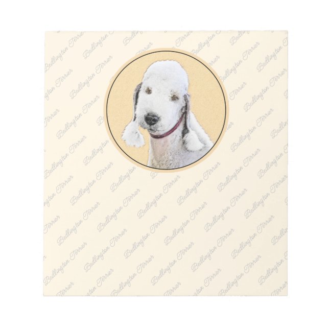 Bloc-note Bedlington Terrier Peinture - Art Chien original (Devant)