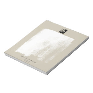 Bloc-note Beige Artistique Nom Formal Monogramme Unique Élég
