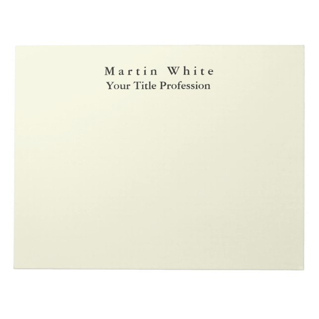Bloc-note Beige Couleur Plat Élégant Professionnel Moderne (Devant)