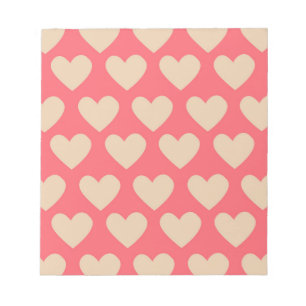 Bloc-note Beige Rouge mignon Simple Motif de coeur
