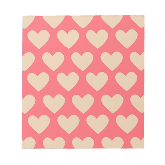 Bloc-note Beige Rouge mignon Simple Motif de coeur (Devant)