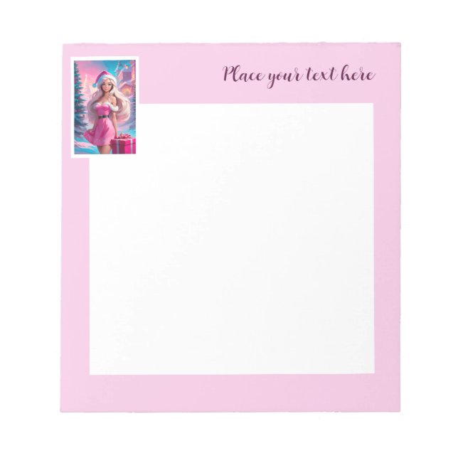 Bloc-note Belle fille de Noël rose 01 (Devant)