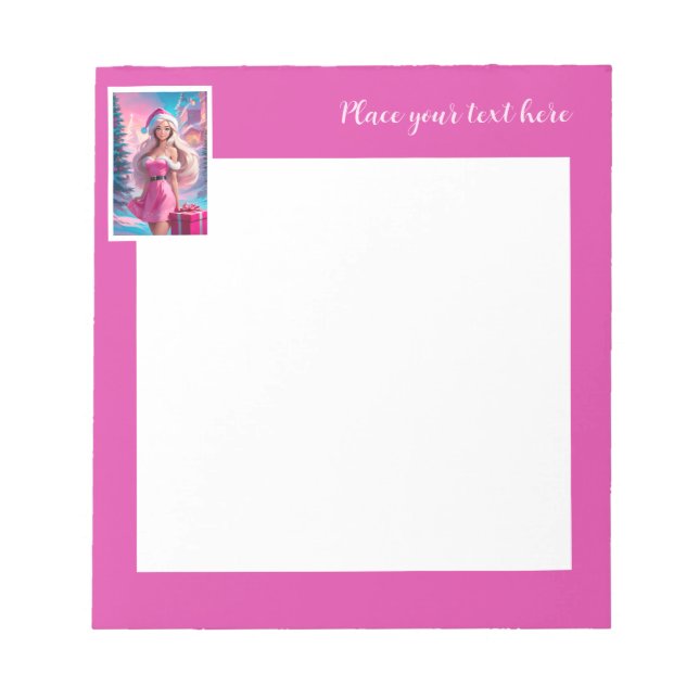 Bloc-note Belle fille de Noël rose 01 (Devant)