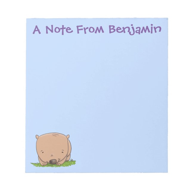 Bloc-note Belle illustration de dessin animé de bébé wombat (Devant)