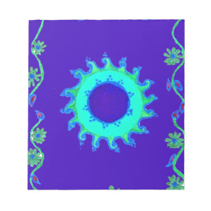 Bloc-note Belle Iridescente Blue Floral Art peinture à l'hui
