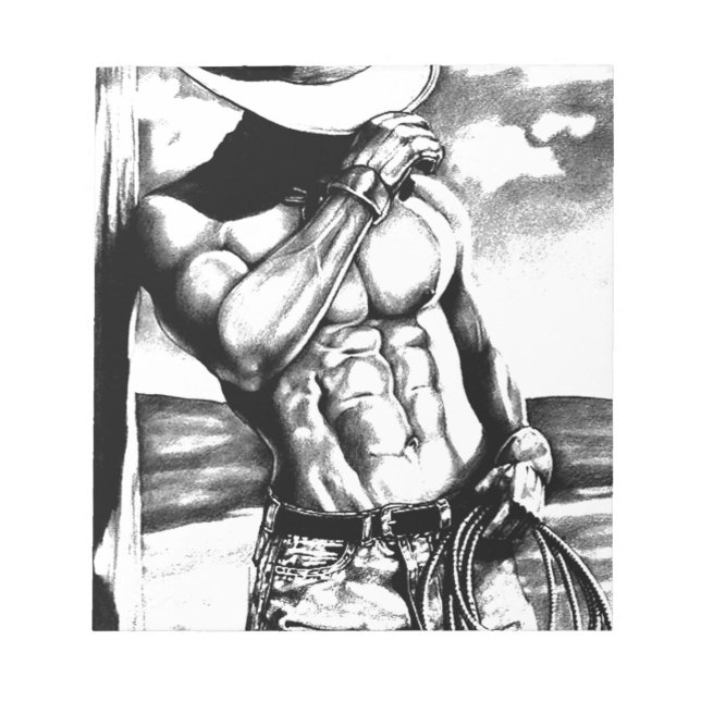 Bloc-note Belle peinture dessin beau Cowboy Body Builder (Devant)