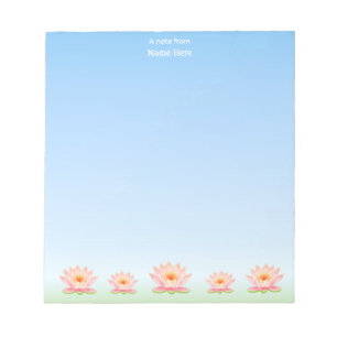 Bloc-note Belles fleurs de Lotus sur bleu clair