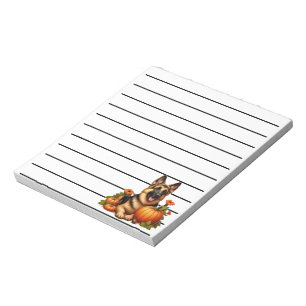 Bloc-note Berger allemand reposant avec Citrouilles et fleur