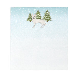 Bloc-note Berger Blanc Suisse Blanc GSD Chien Forêt d'Hiver