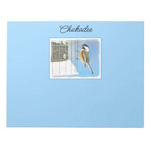Bloc-note Bickadee sur la peinture d'alimentation - Oiseaux