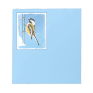 Bloc-note Bickadee sur la peinture d'alimentation - Oiseaux