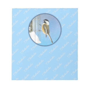 Bloc-note Bickadee sur la peinture d'alimentation - Oiseaux