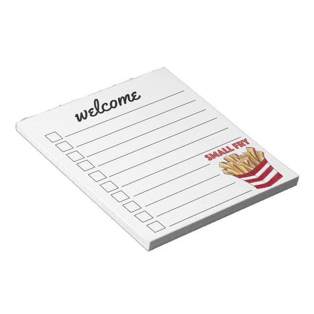 Bloc-note Bienvenue Petite frites Baby shower de fruits frai (Incliné)