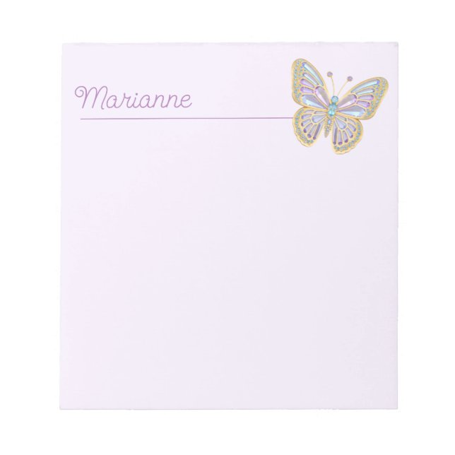 Bloc-note Bijoux Papillon bleu violet Or (Devant)