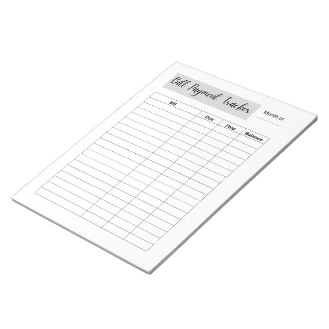 Bloc-note Bill Payment Tracker (Incliné)