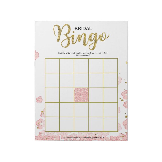 Bloc-note Bingo de mariée rose (Tourné)