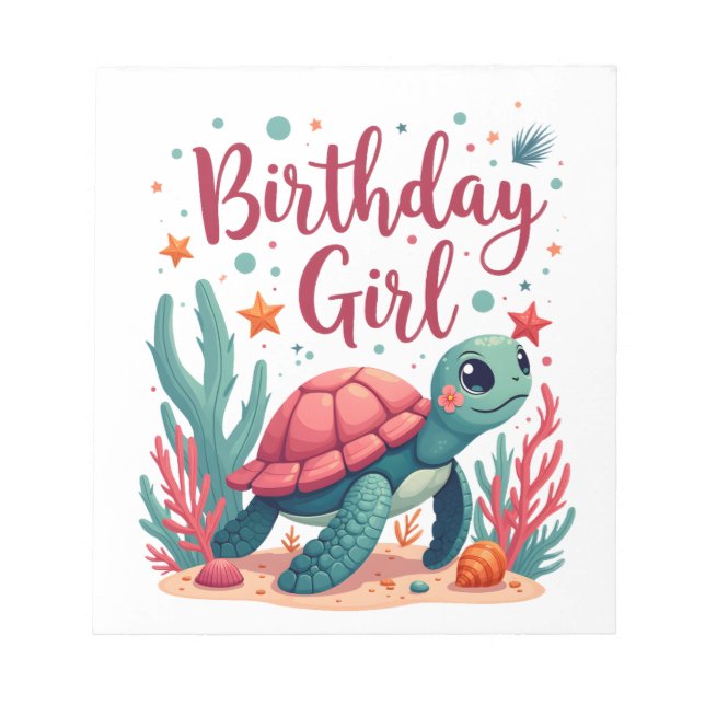 Bloc-note Birthday Girl Sea Turtle Theme Birthday Party Ocea (Devant)