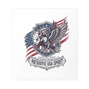 Bloc-note Bison Aigle Patriotique Crête Animal Hybride Patri