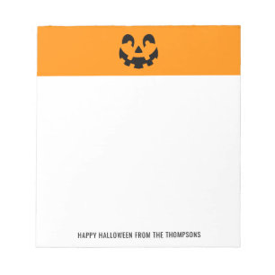 Bloc-note Black Happy Halloween Citrouille forme visage sur