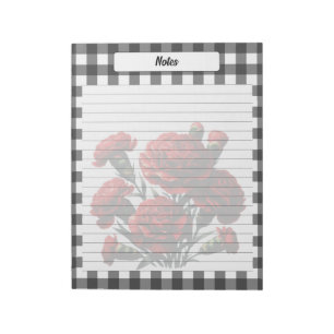 Bloc-note Black n White Floral En vichy _ Notes