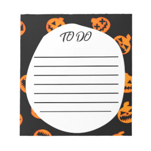 Bloc-note Black Orange Jack O'Lantern Liste des tâches Bloc-