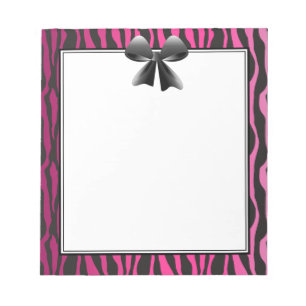 Bloc-note Black Pink Zebra Stripes with Bow