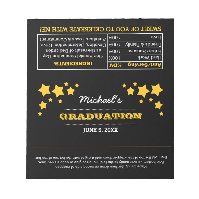 Bloc-note Black Stars Graduation Favoriser les enveloppes de (Devant)