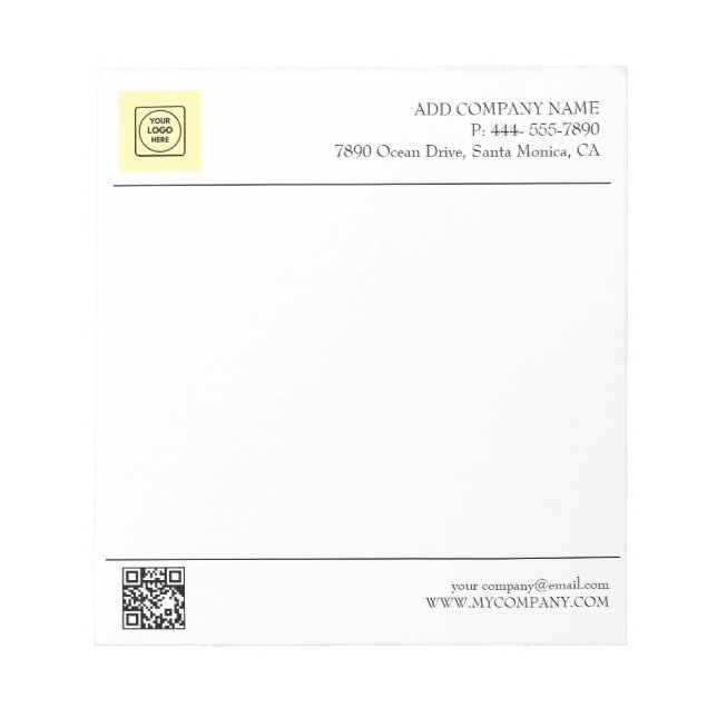 Bloc-note Black White QR Code Business Logo Modern  (Devant)