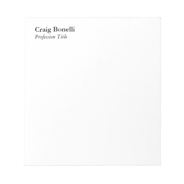 Bloc-note Blanc minimaliste moderne professionnel (Devant)