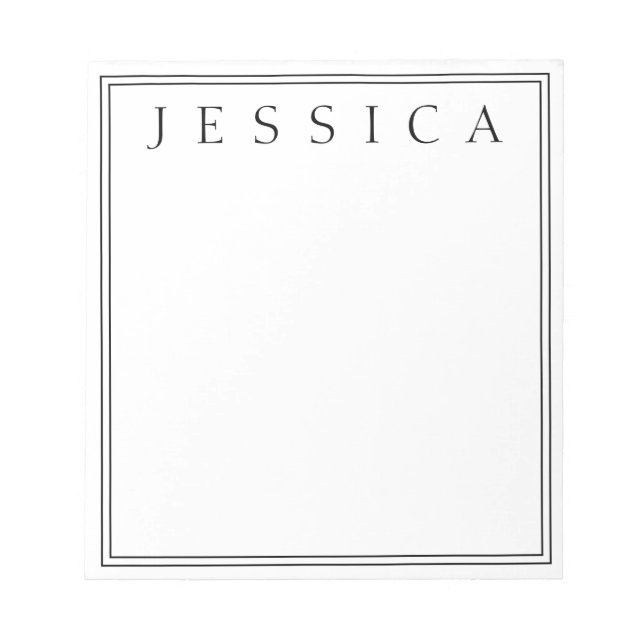Bloc-note Blanc & Noir | Votre nom (Devant)