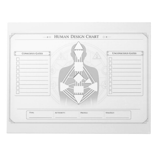 Bloc-note Blank Human Design Chart Notepad (Devant)