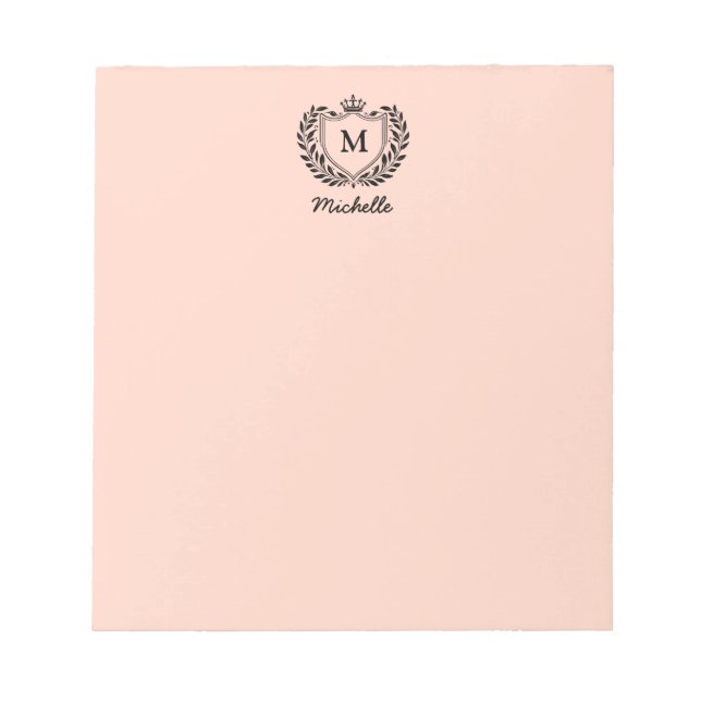 Bloc-note Blason de la crête royale monogramme écriture nom  (Devant)