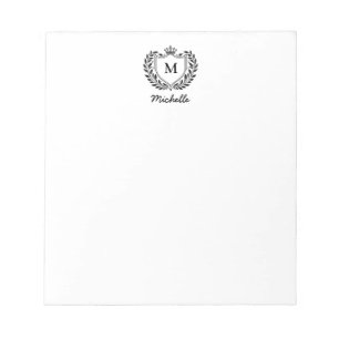 Bloc-note Blason Moderne de la Couronne Royale Monogramme No