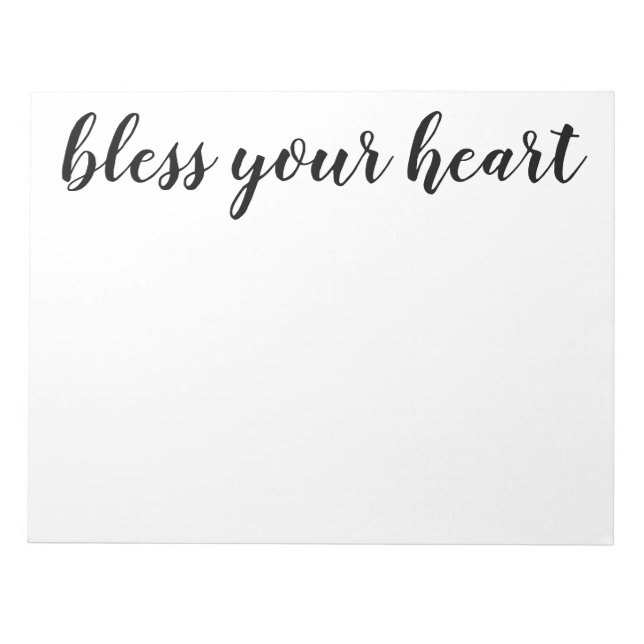 Bloc-note Bless Your Heart Black Script Print (Devant)