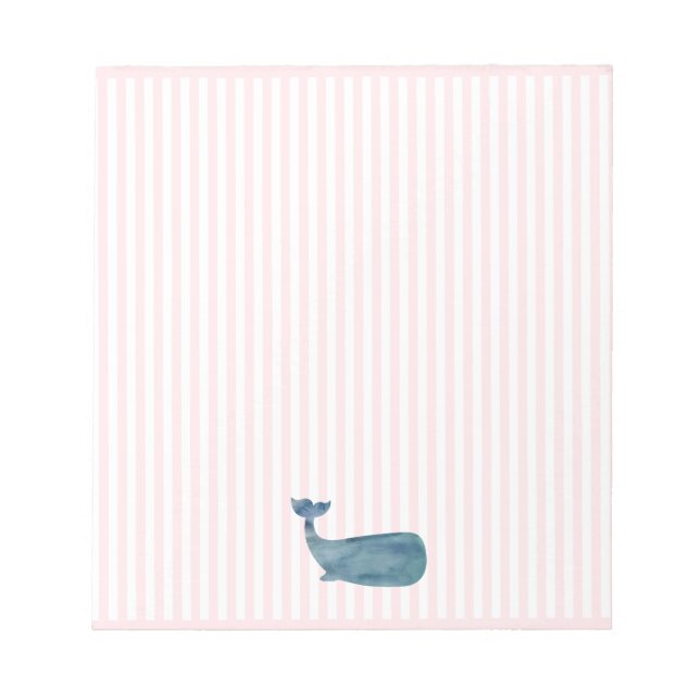 Bloc-note Bleu Baleine Nautique Pink Stripe Preppy (Devant)